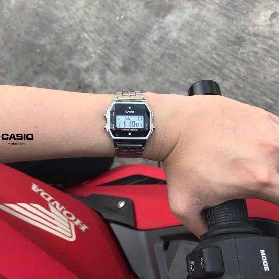 [Đồng hồ Unisex CASIO] A159 silver diamond