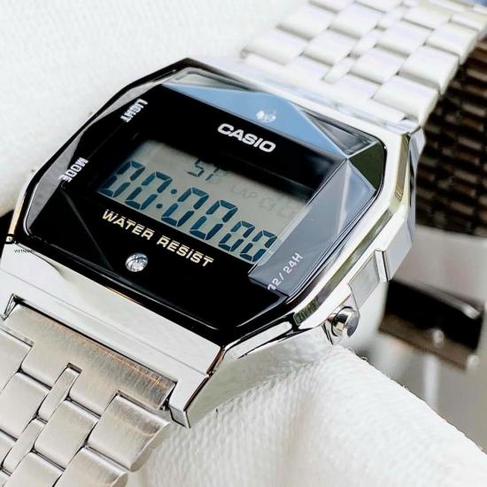 [Đồng hồ Unisex CASIO] A159 silver diamond