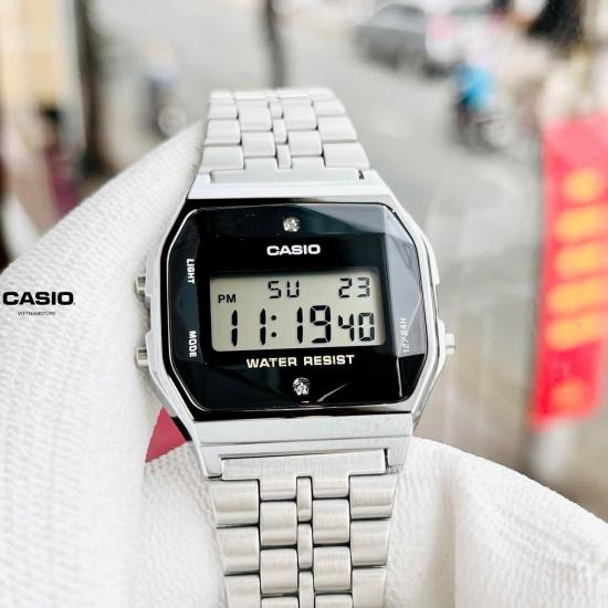 [Đồng hồ Unisex CASIO] A159 silver diamond