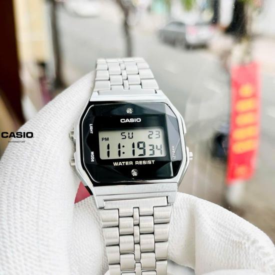 [Đồng hồ Unisex CASIO] A159 silver diamond