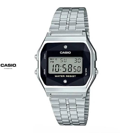 [Đồng hồ Unisex CASIO] A159 silver diamond